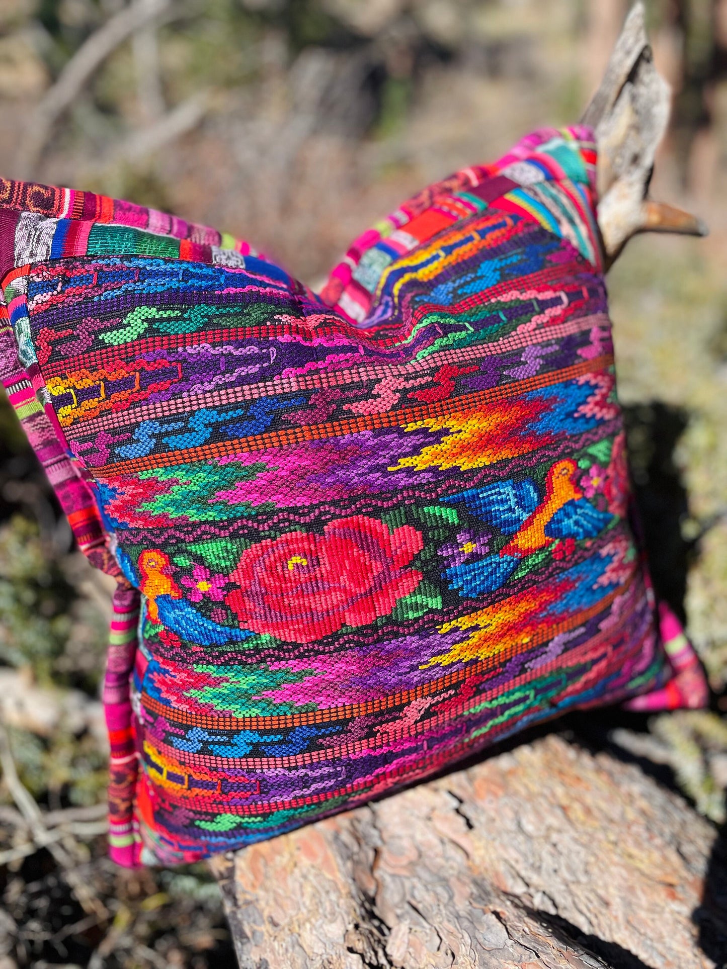 Guatemalan Huipil pillow covers from Chimaltenango