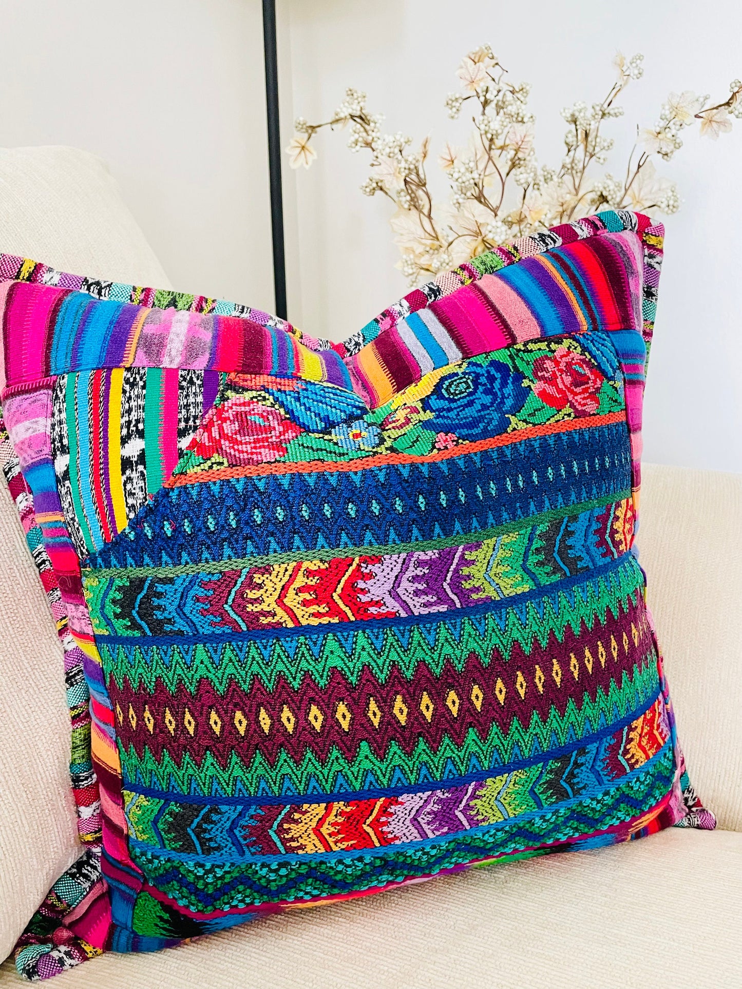 Guatemalan Huipil Decorative Throw pillow covers from San Antonio Aguas Calientes