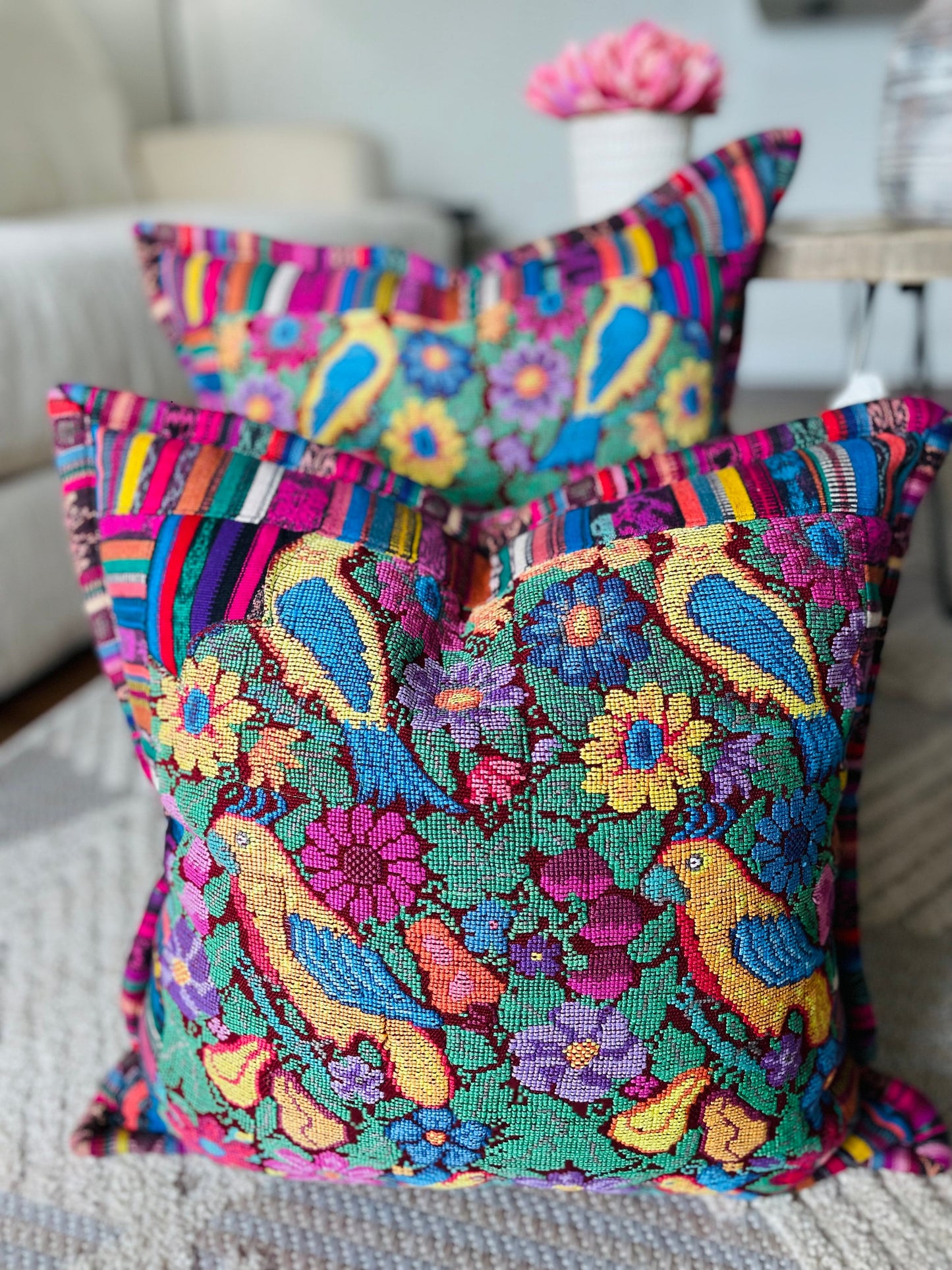 Guatemalan Huipil Pillow Covers from Tecpan Guatemala
