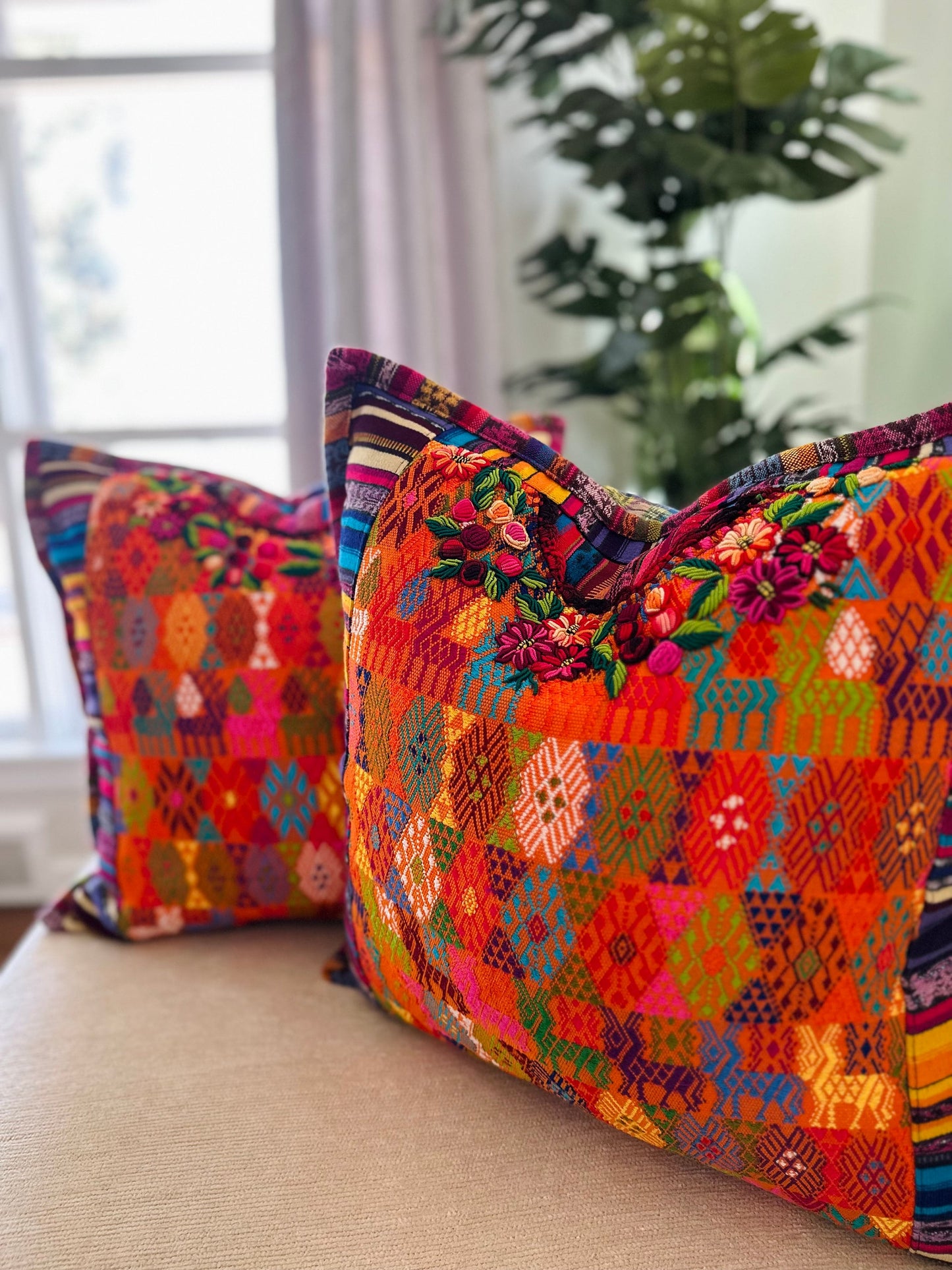 Guatemalan Huipil pillow covers from Coban