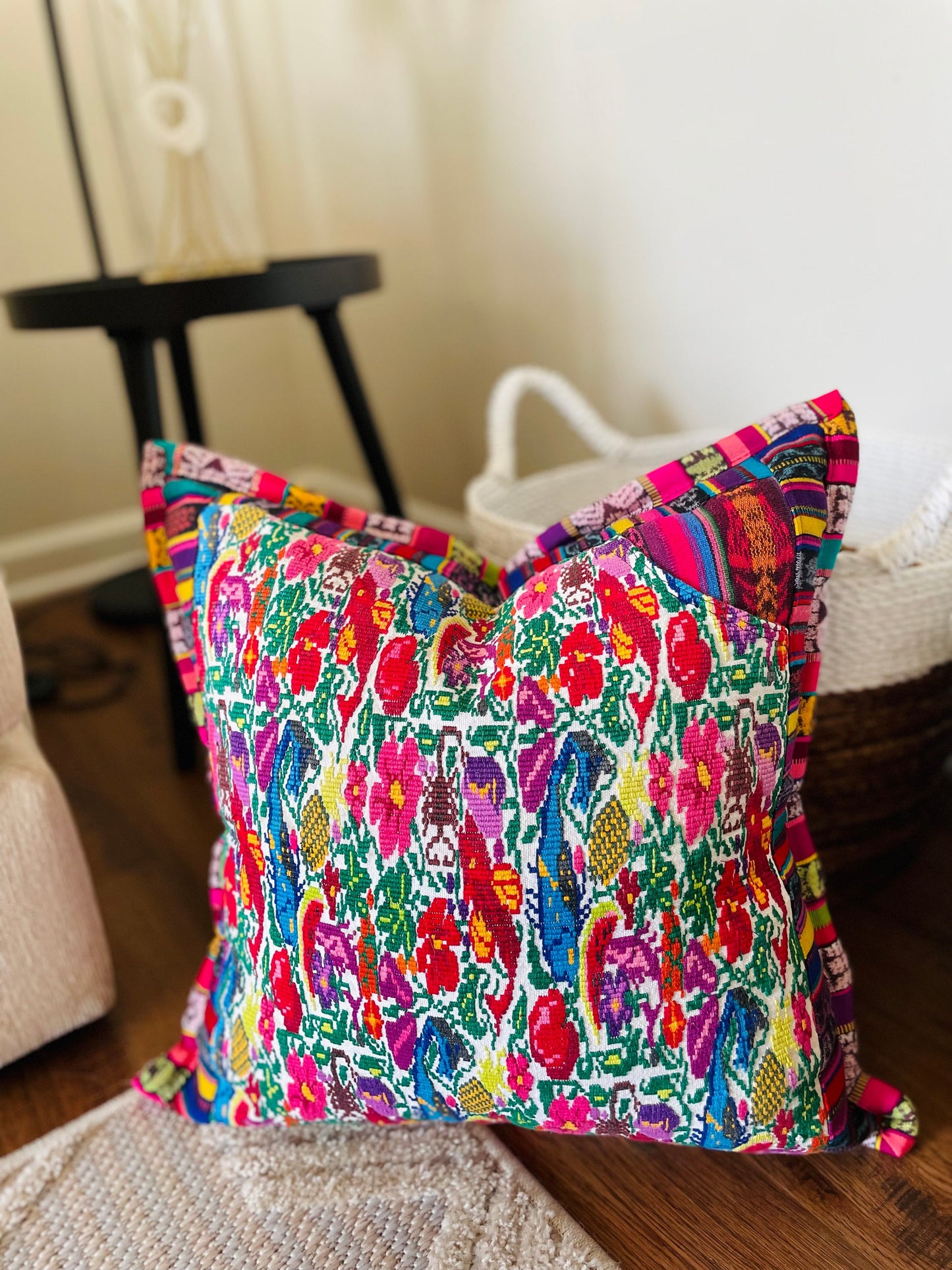 Guatemalan Huipil pillow covers from San Juan Comalapa