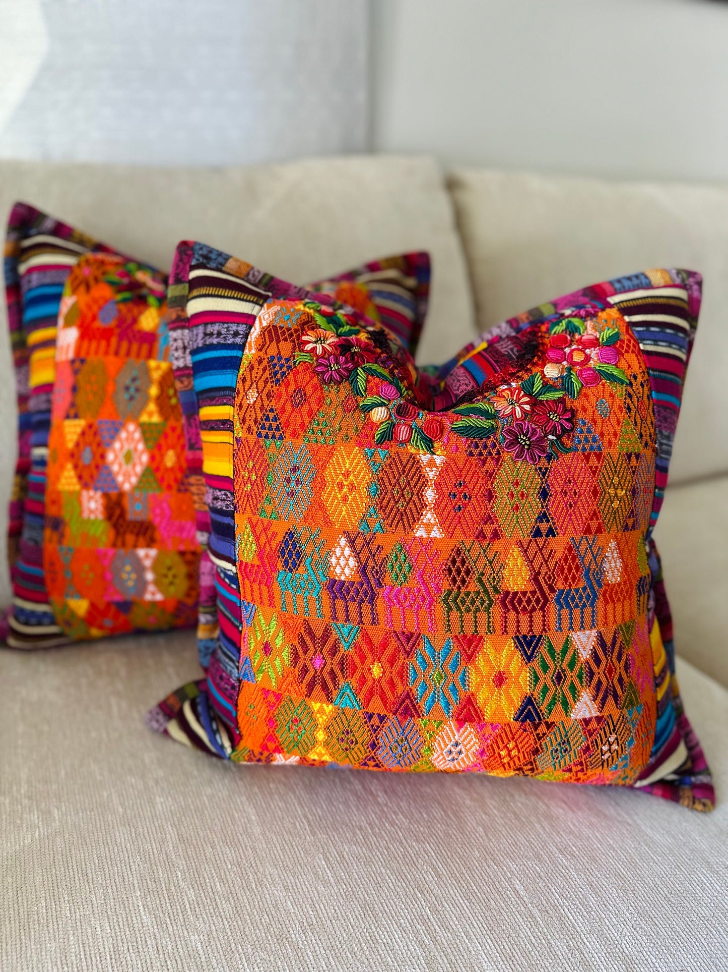 Guatemalan Huipil pillow covers from Coban