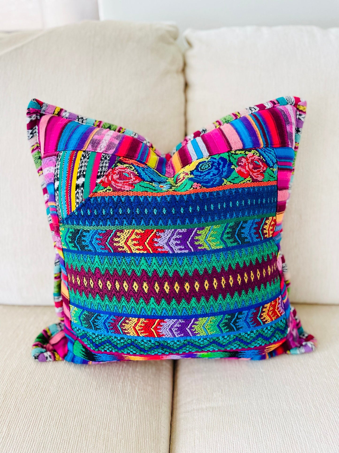 Guatemalan Huipil Decorative Throw pillow covers from San Antonio Aguas Calientes
