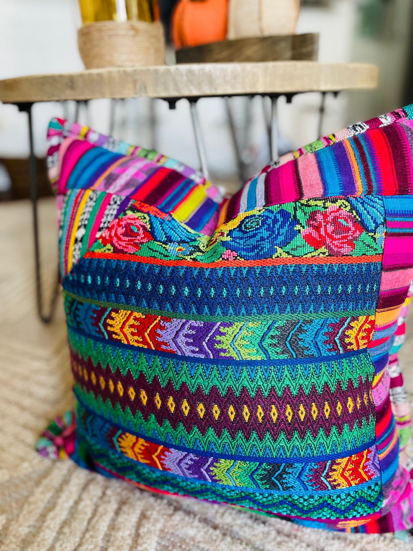 Guatemalan Huipil Decorative Throw pillow covers from San Antonio Aguas Calientes