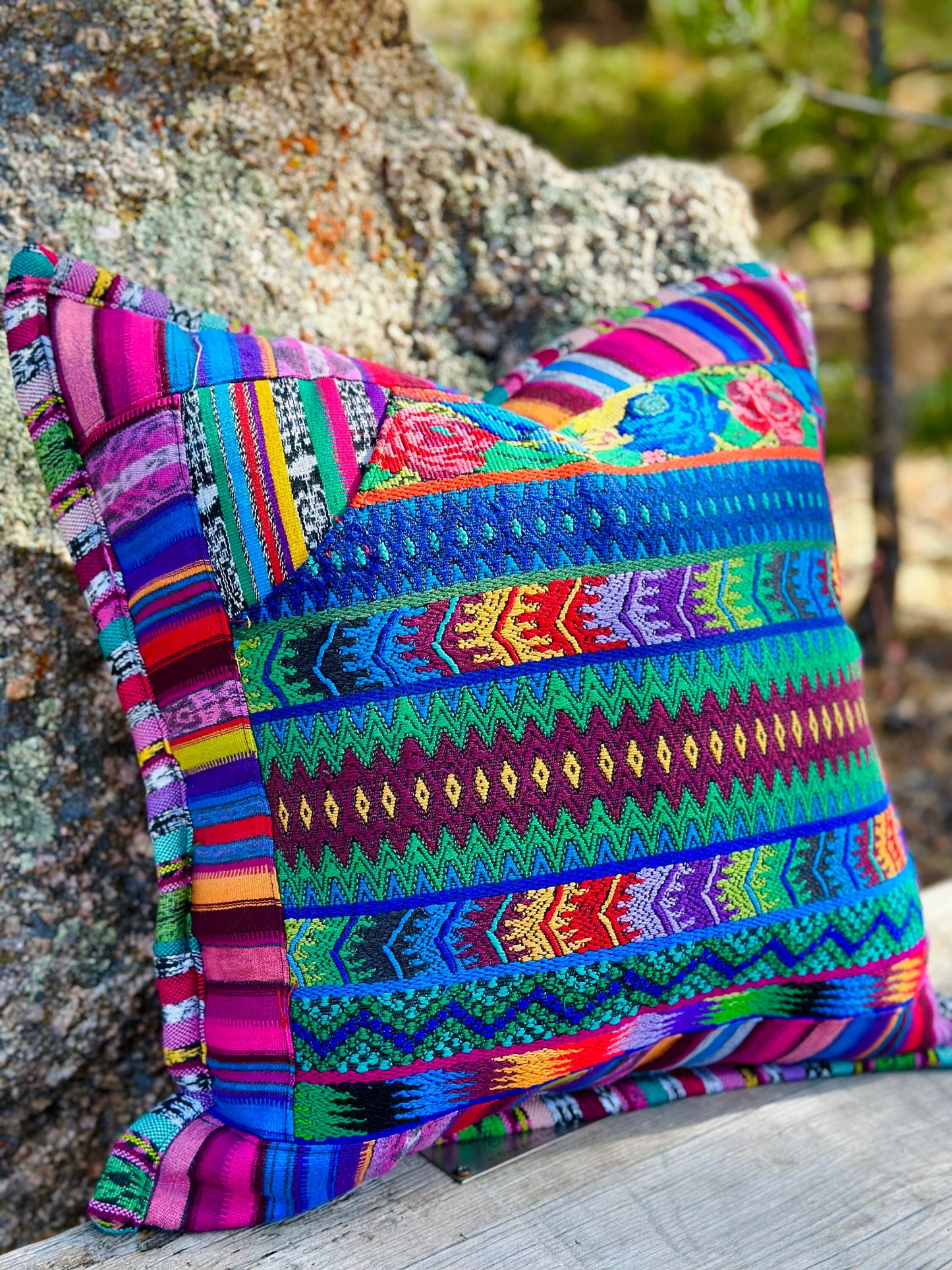 Guatemalan Huipil Decorative Throw pillow covers from San Antonio Aguas Calientes