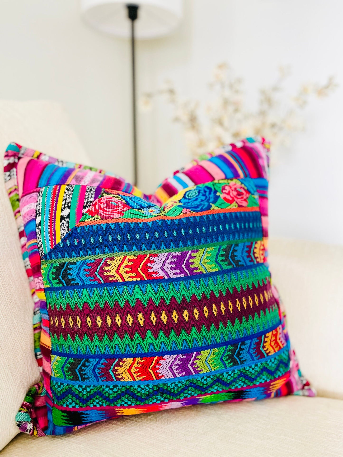 Guatemalan Huipil Decorative Throw pillow covers from San Antonio Aguas Calientes