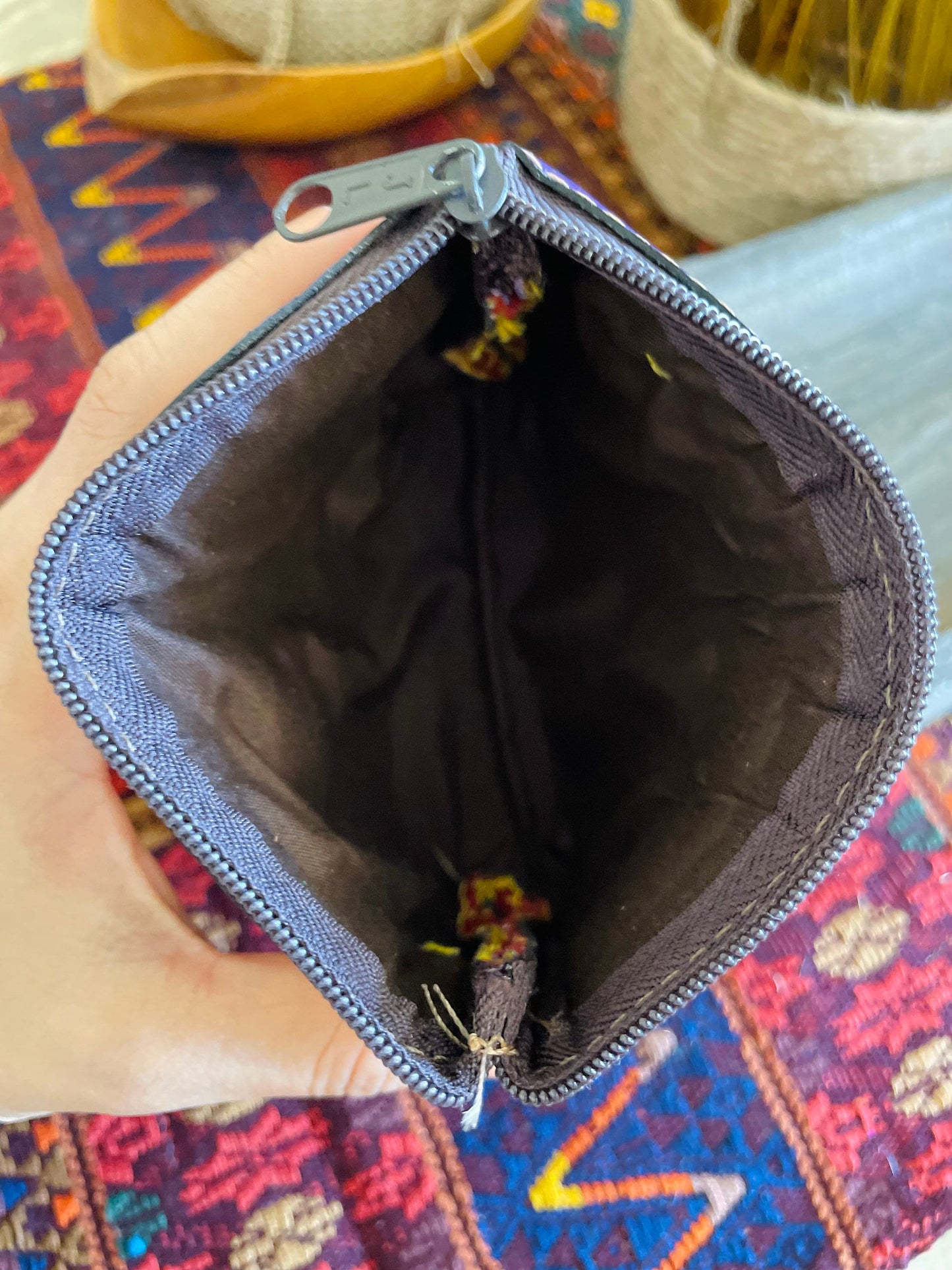 Guatemalan Flower Pattern with Leather Coin Purse / Medium