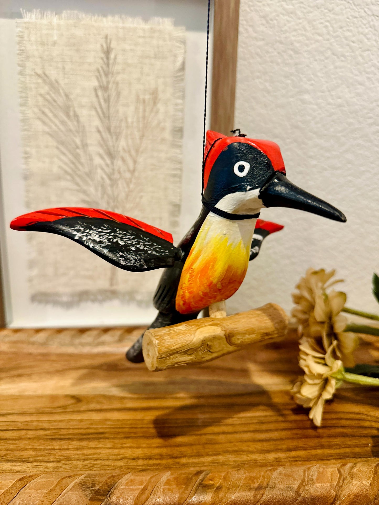 Wooden Hanging Woodpecker