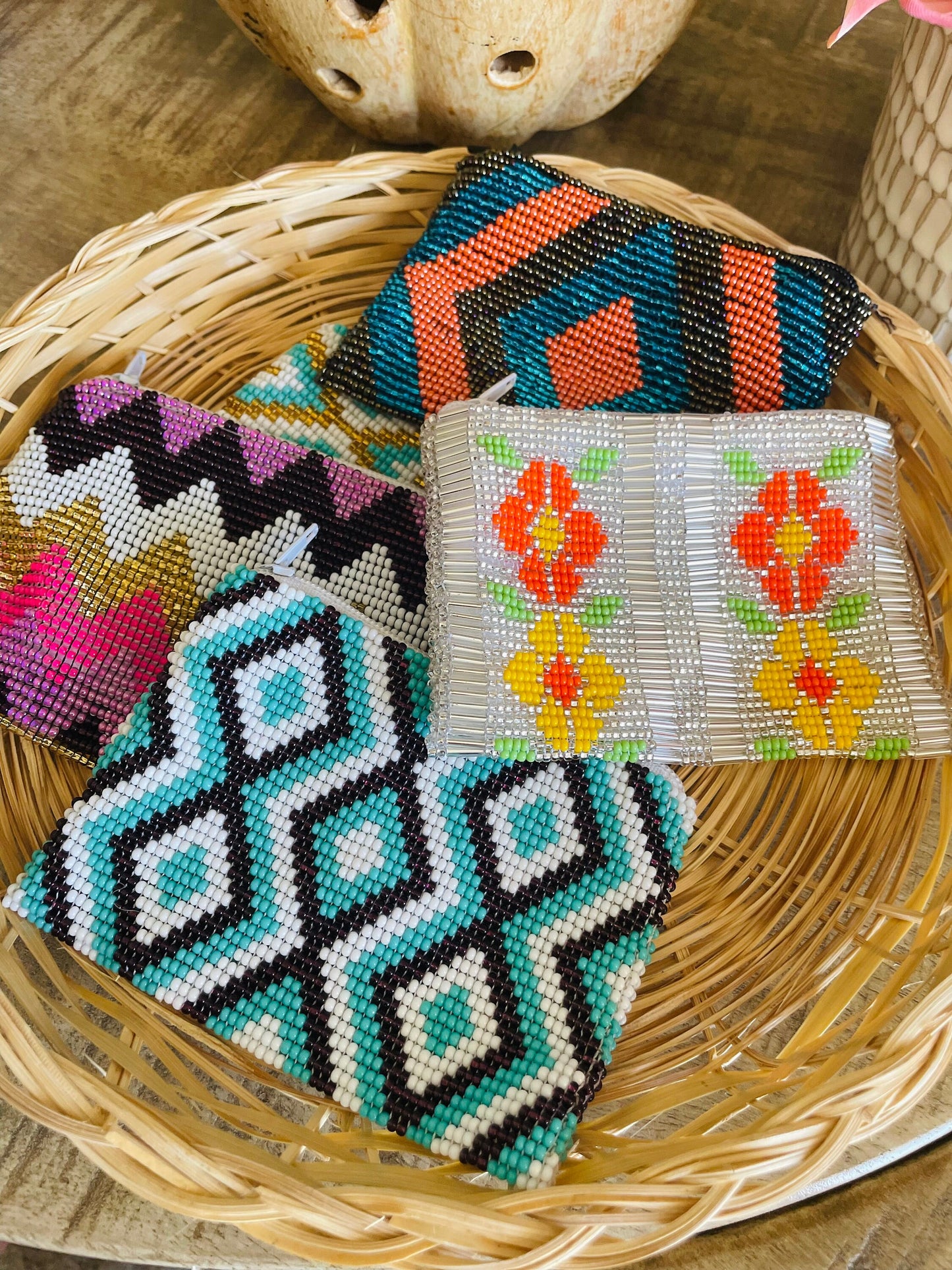 Guatemalan Colorful Beads Coin Purse