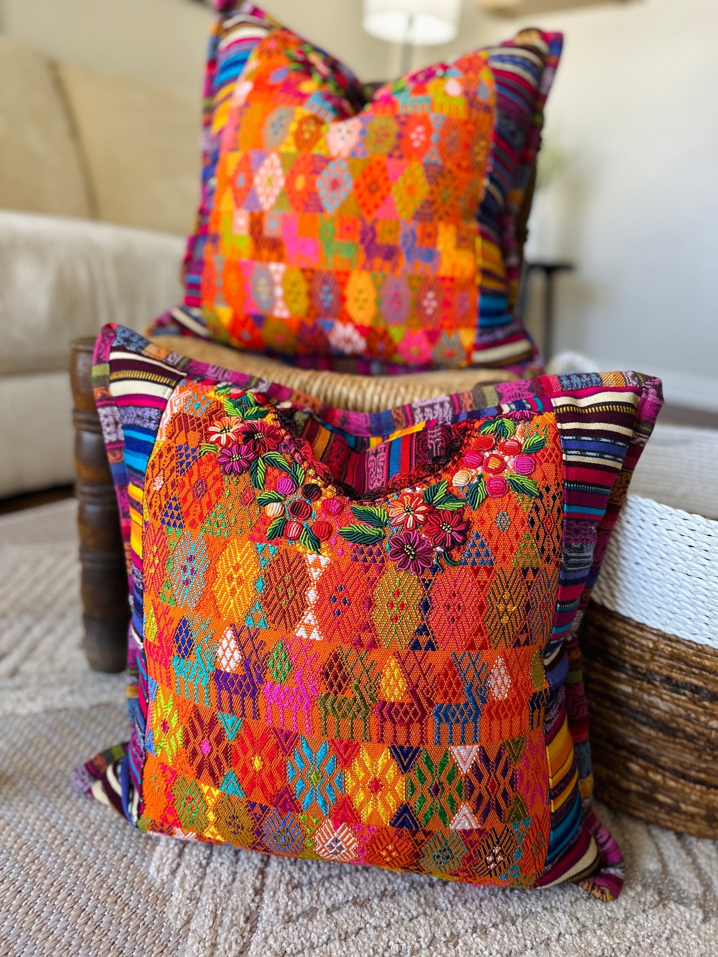 Guatemalan Huipil pillow covers from Coban