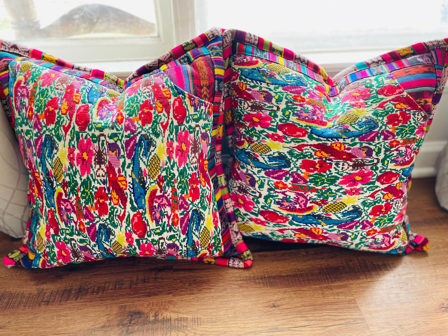 Guatemalan Huipil pillow covers from San Juan Comalapa
