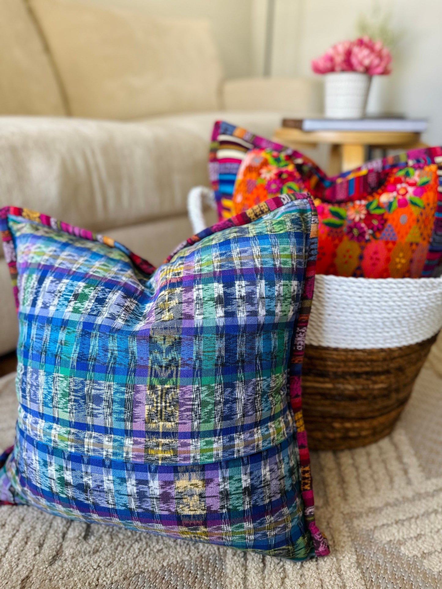 Guatemalan Huipil pillow covers from Coban