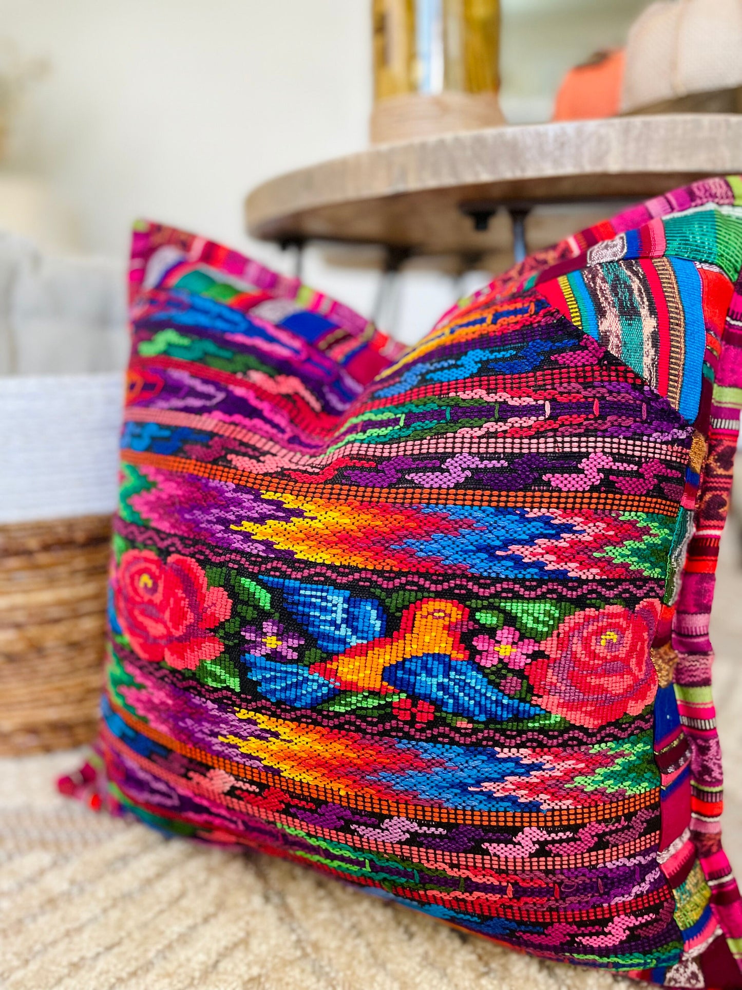 Guatemalan Huipil pillow covers from Chimaltenango