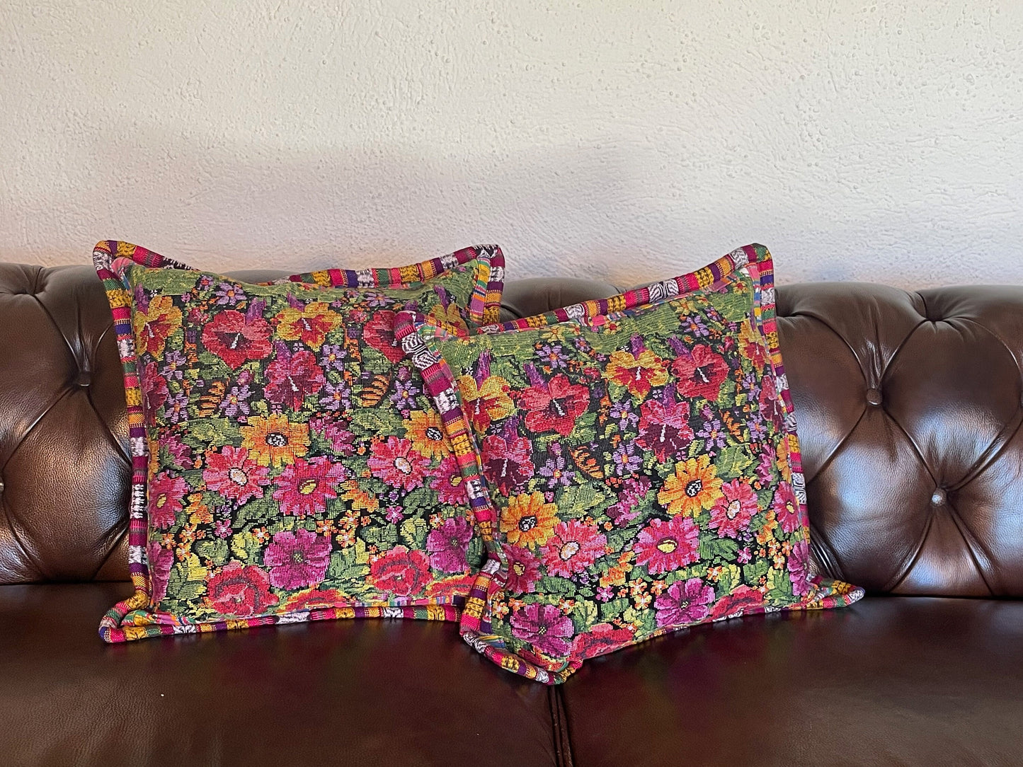 Guatemalan Huipil pillow covers from San Juan Comalapa