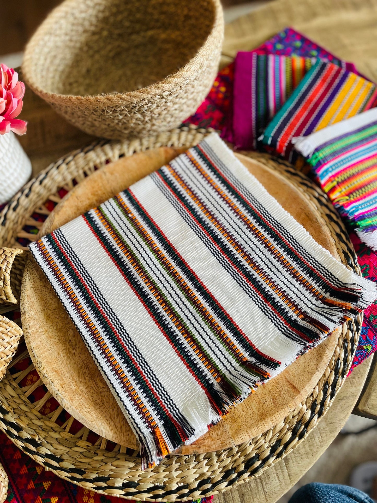 Handwoven cloth napkins - Latte Whites