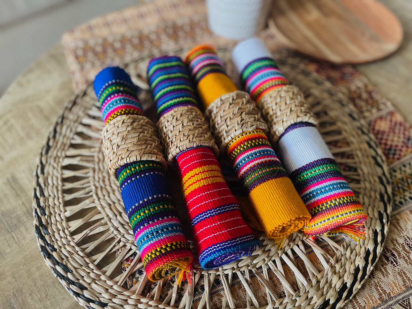Colorful handwoven tortilla wraps