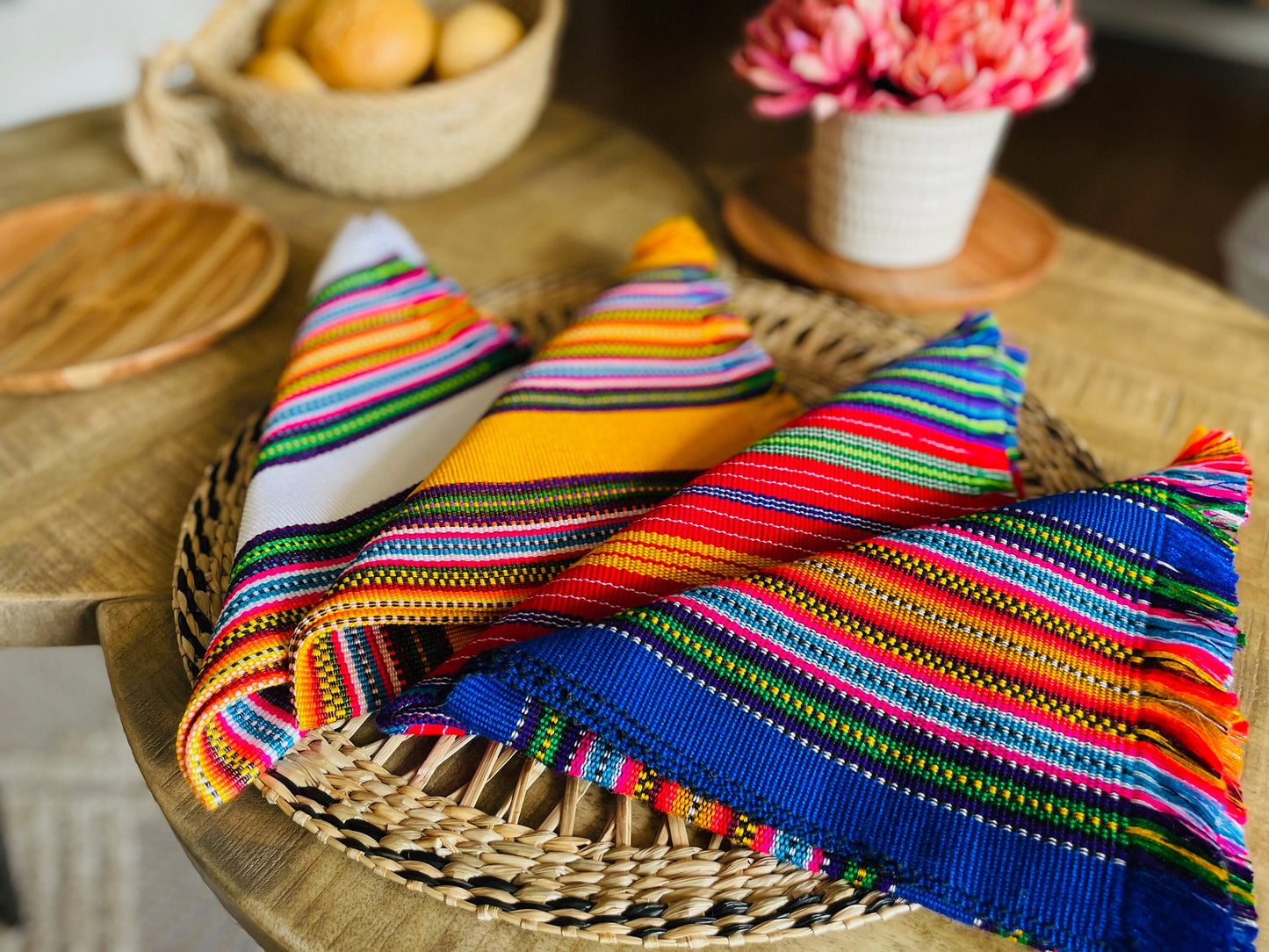 Colorful handwoven tortilla wraps