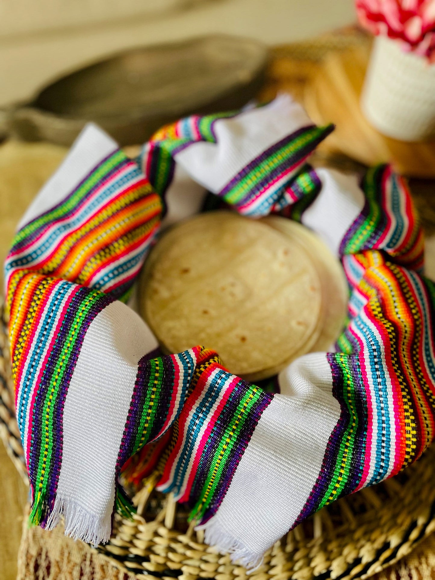 Colorful handwoven tortilla wraps