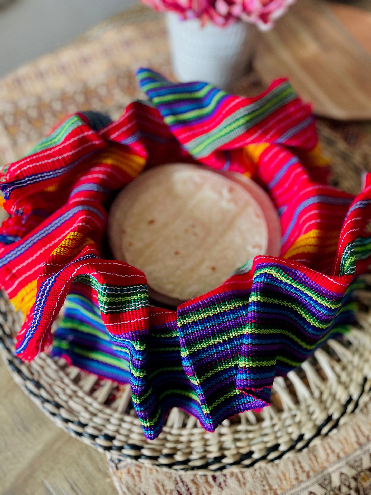 Colorful handwoven tortilla wraps