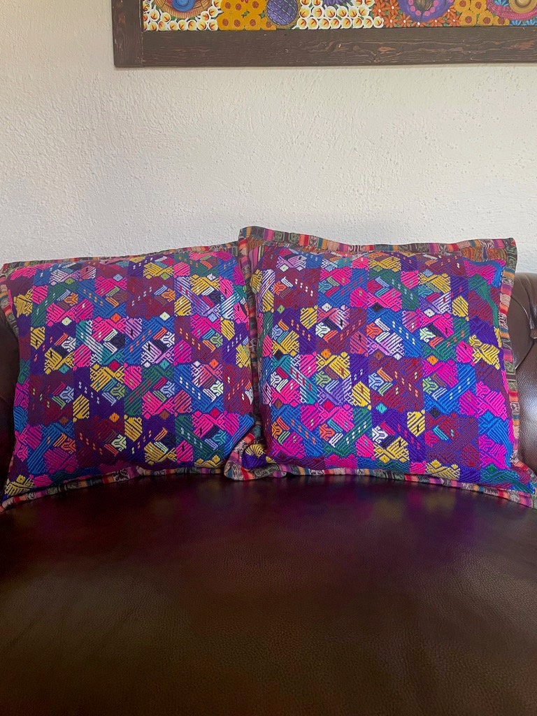 Guatemalan Huipil pillow covers from Concepcion Chiquirichapa