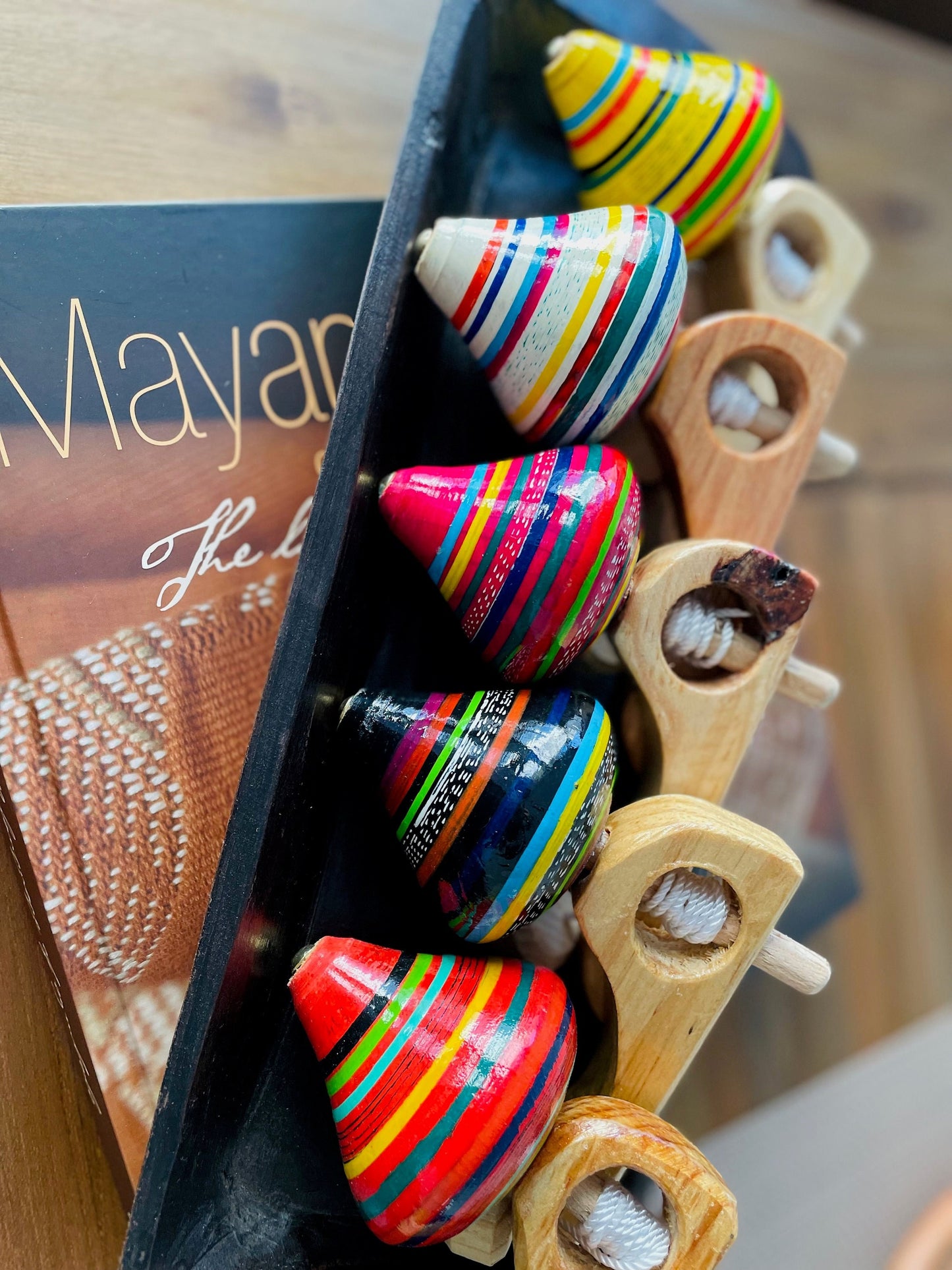 Guatemalan Traditional Spinning Wooden Top Toy- Trompo