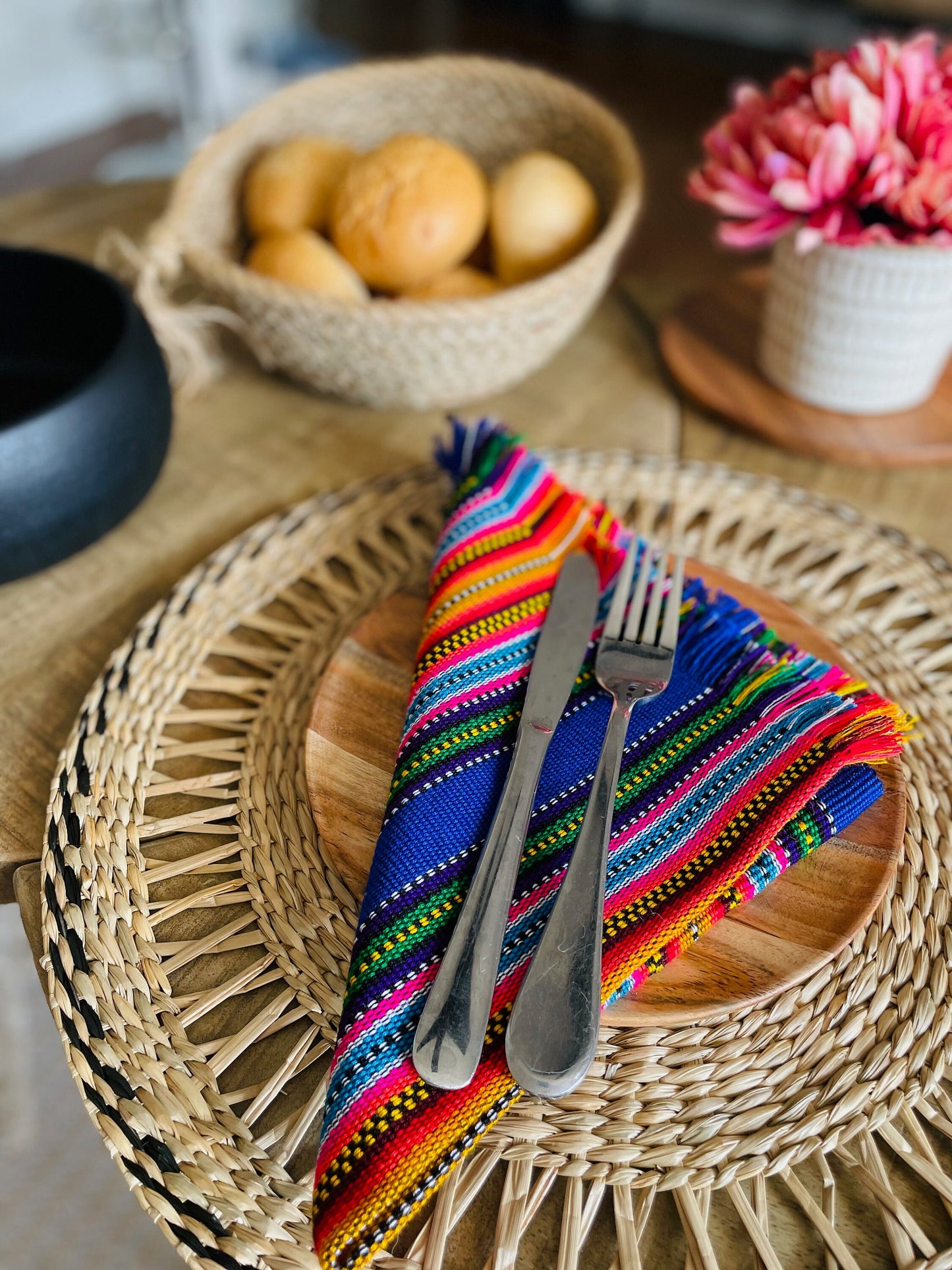 Colorful handwoven tortilla wraps