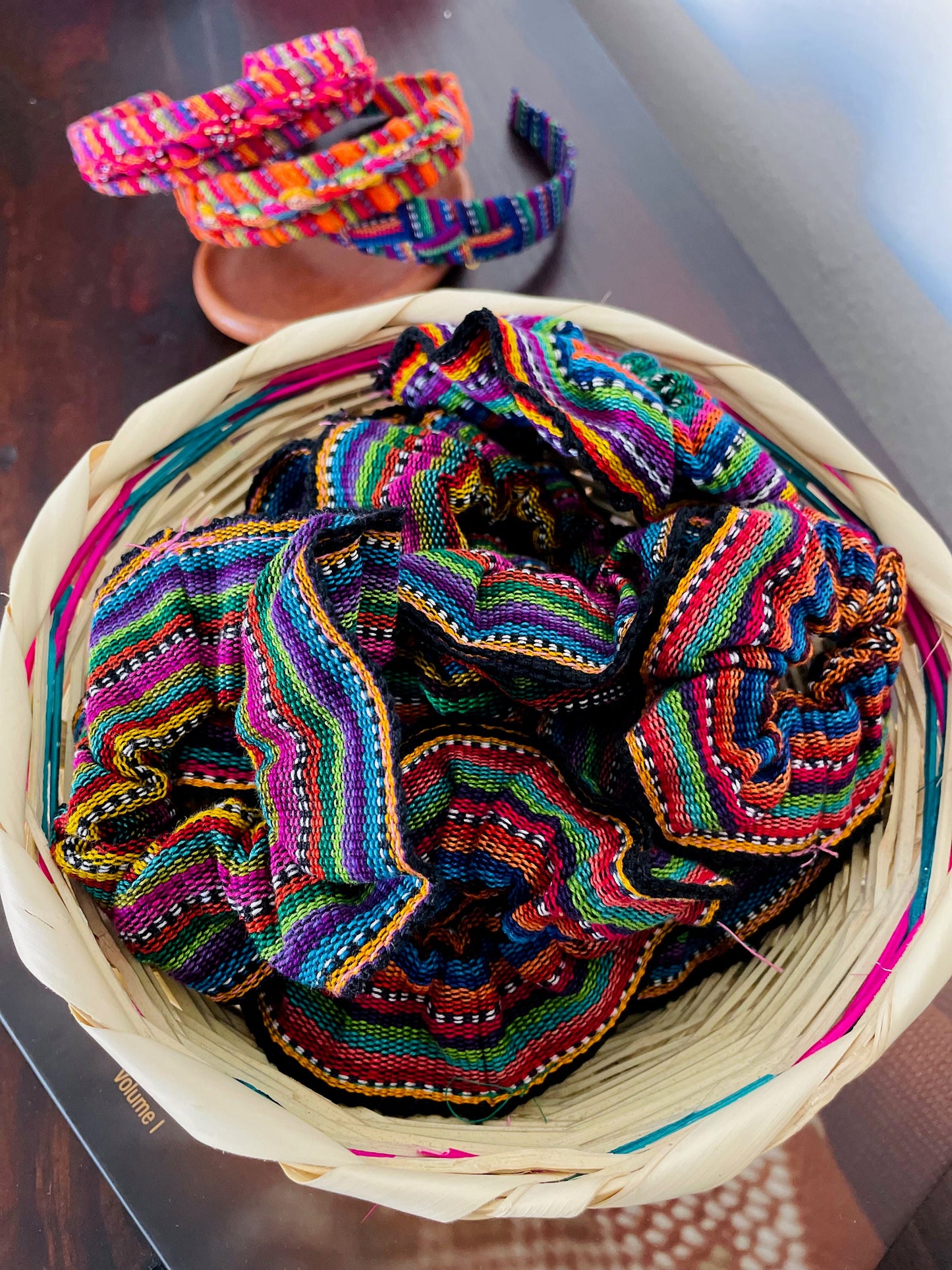 Guatemalan Textile Scrunchies, Colorful Hair Ties