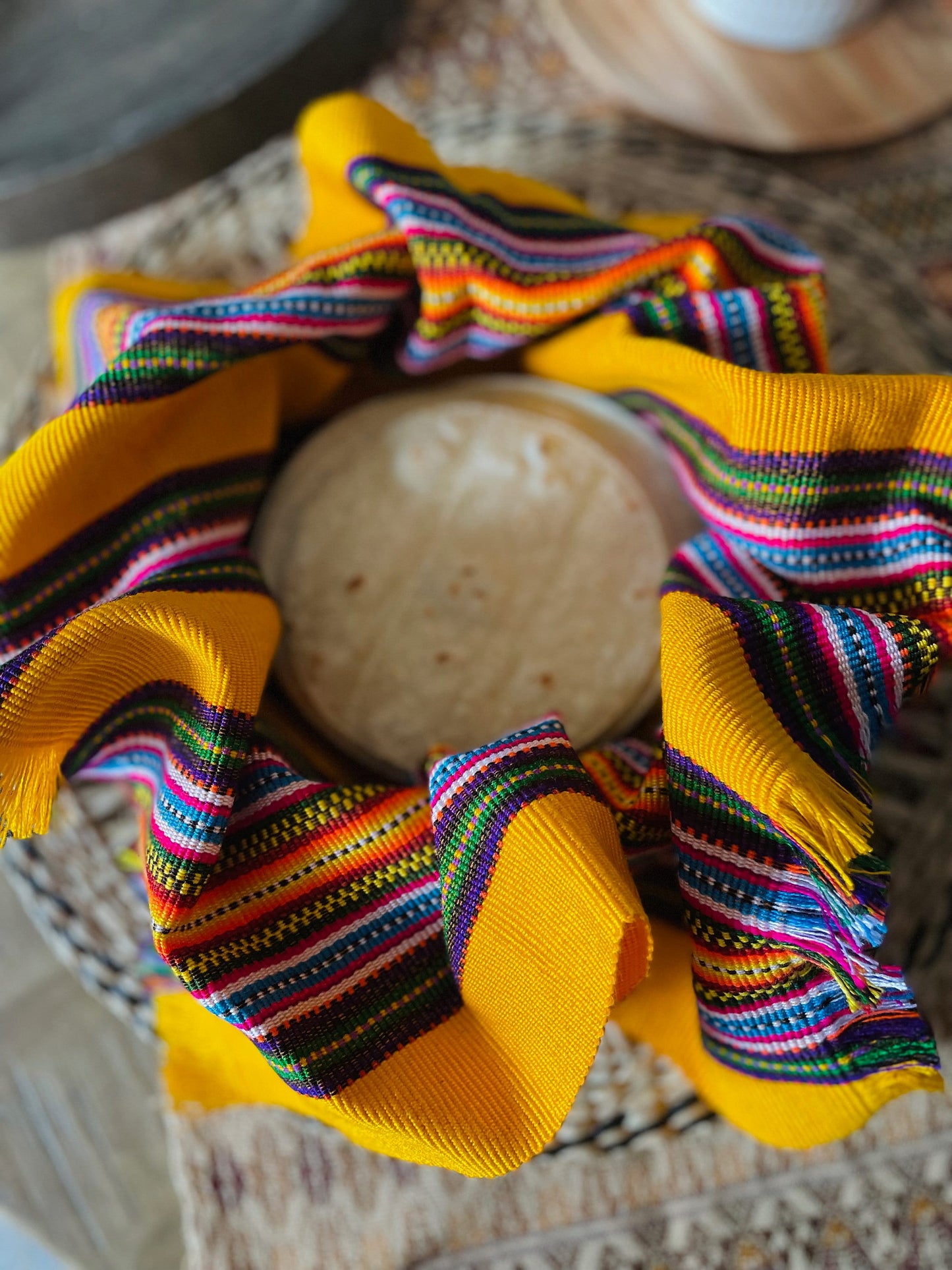 Colorful handwoven tortilla wraps
