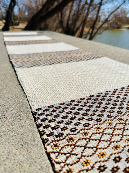 Guatemalan Handwoven Table Runner - Creme Browns