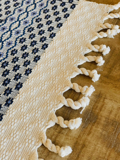 Guatemalan placemats - Creme/Blue