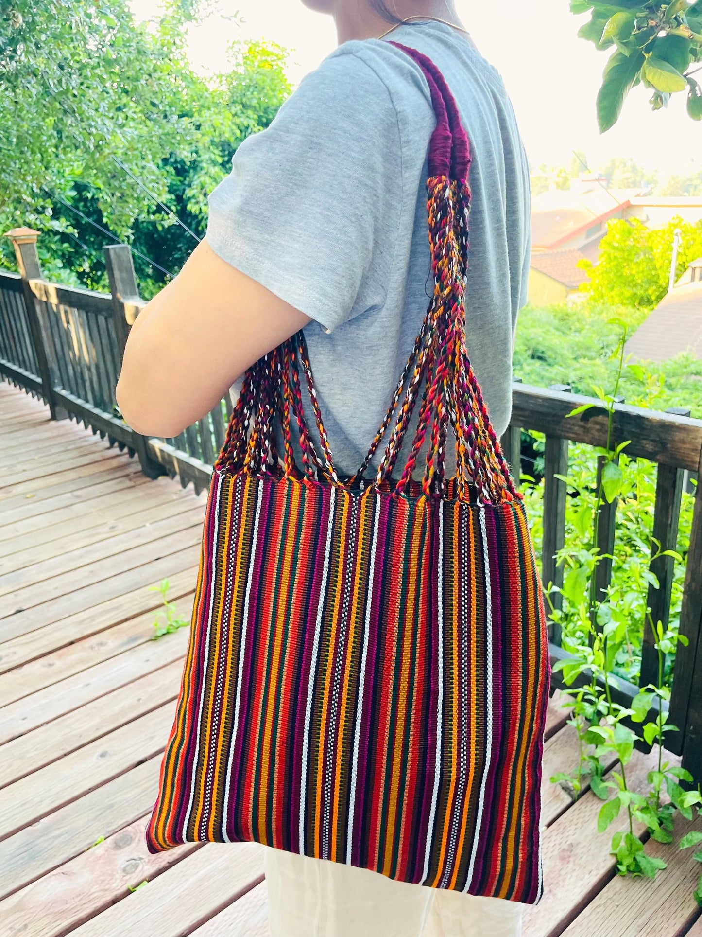 String Shoulder Tote Bag - Brown