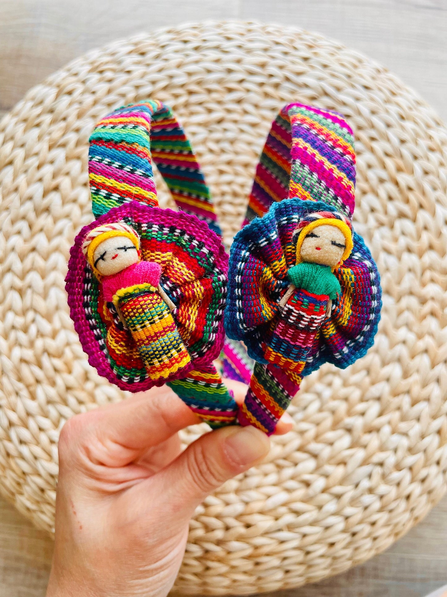 Guatemalan colorful doll headbands