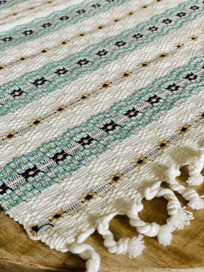 Guatemalan placemats - Creme/Lightblue