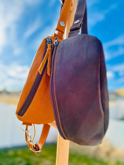 Leather Crossbody Bag - Brown