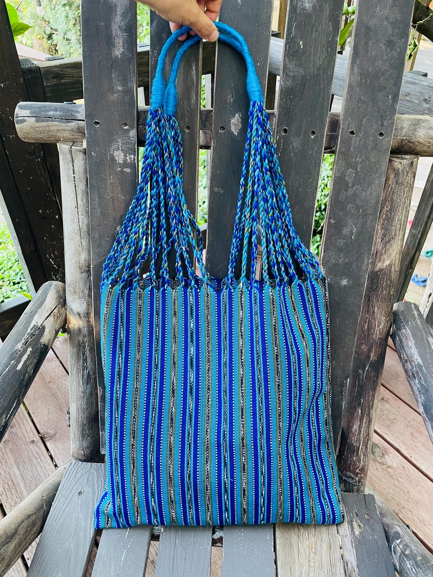 String Shoulder Tote Bag - Blue