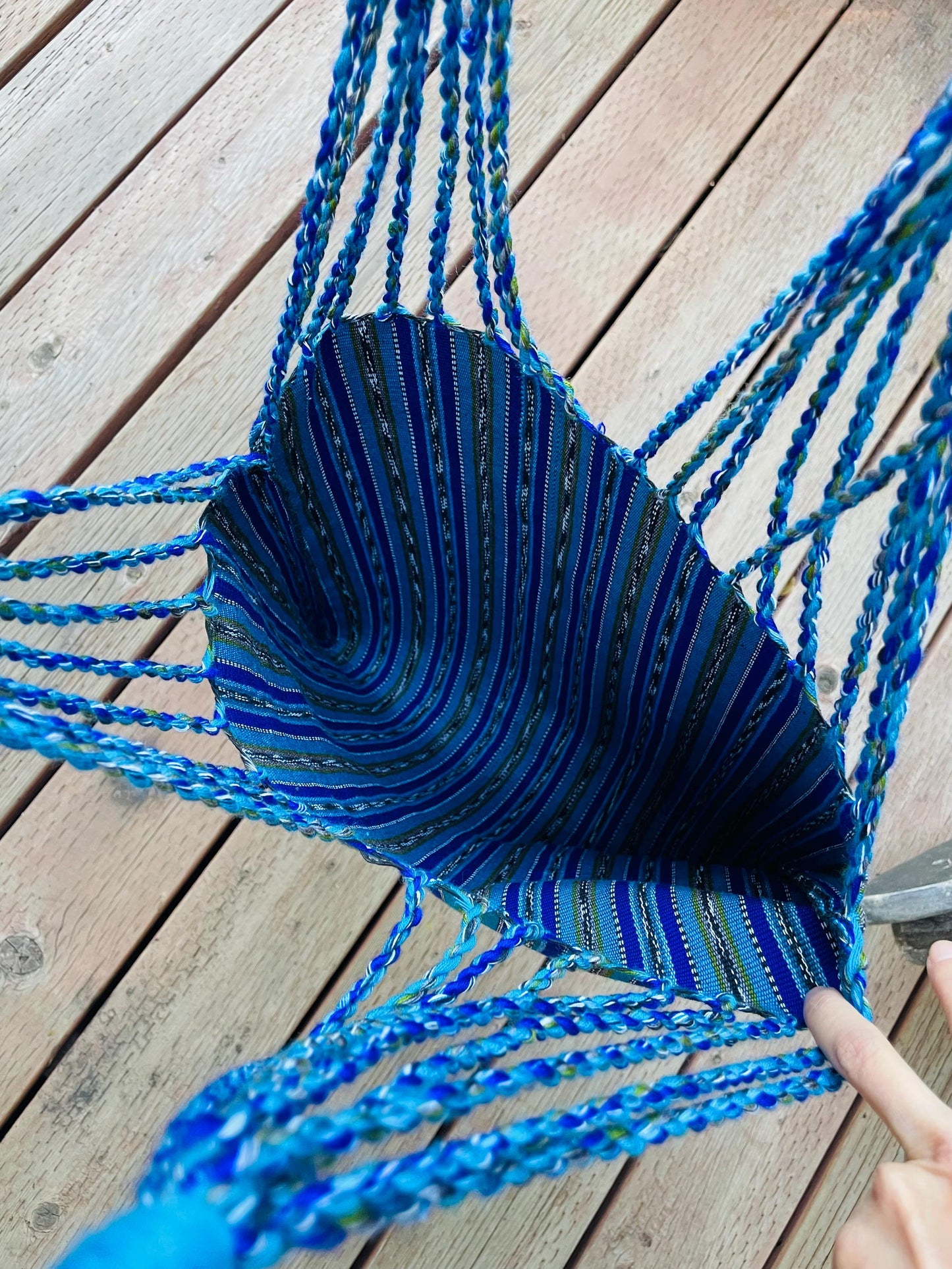 String Shoulder Tote Bag - Blue