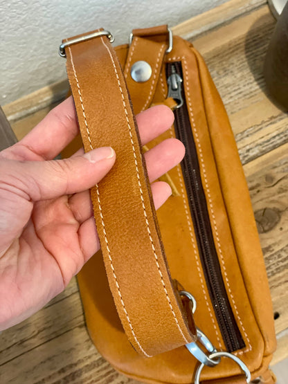 Leather Crossbody Bag - Tan