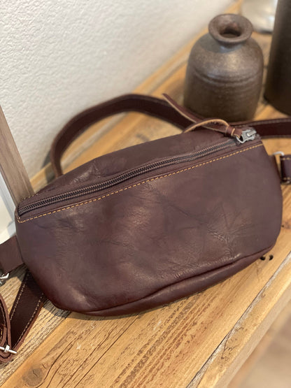 Leather Crossbody Bag - Brown