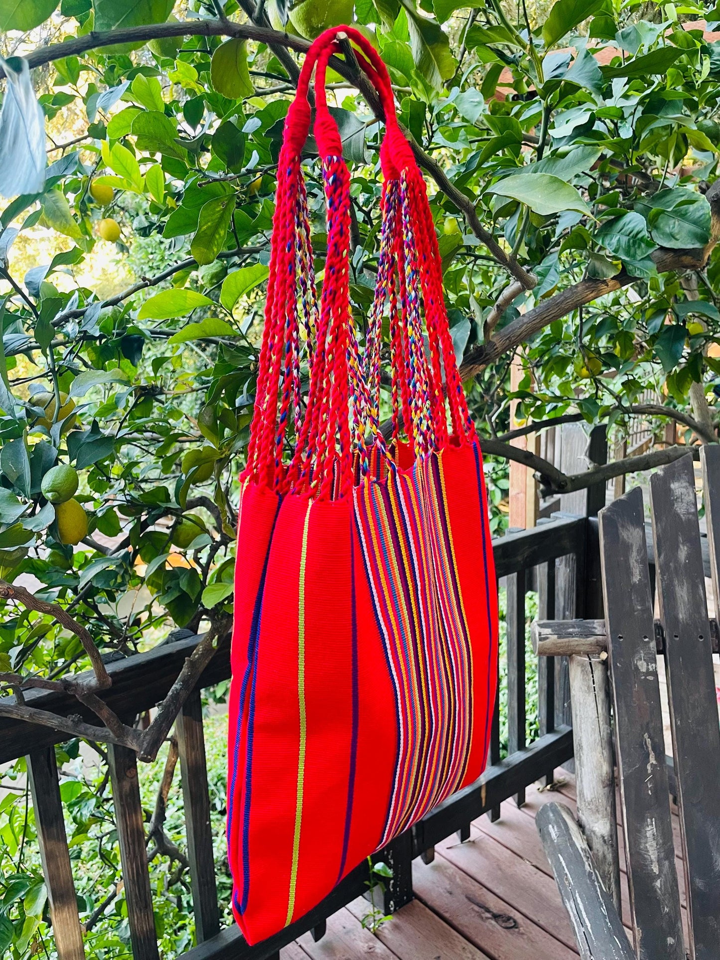 String Shoulder Tote Bag - Red