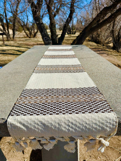 Guatemalan Handwoven Table Runner - Creme Browns