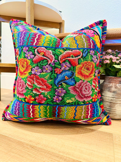 Huipil pillow cover from San Juan Parramos