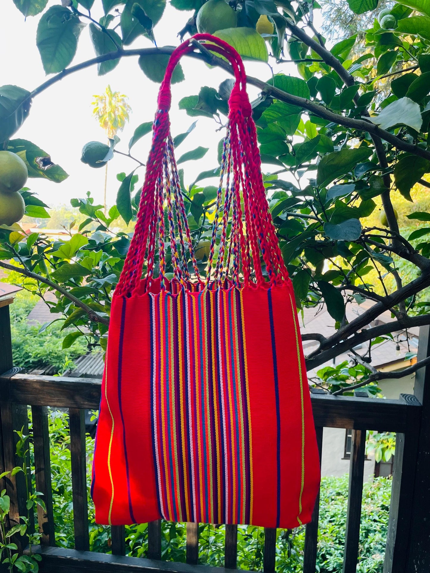 String Shoulder Tote Bag - Red