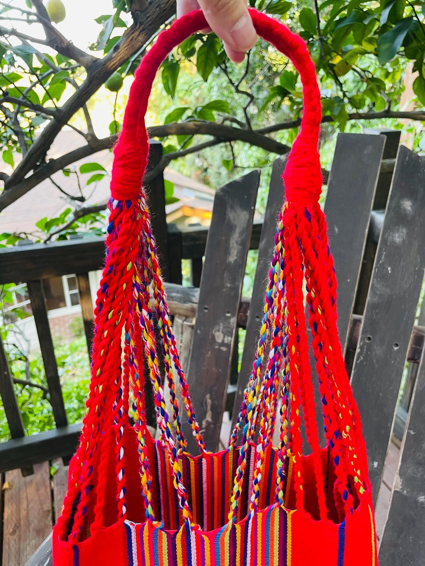 String Shoulder Tote Bag - Red