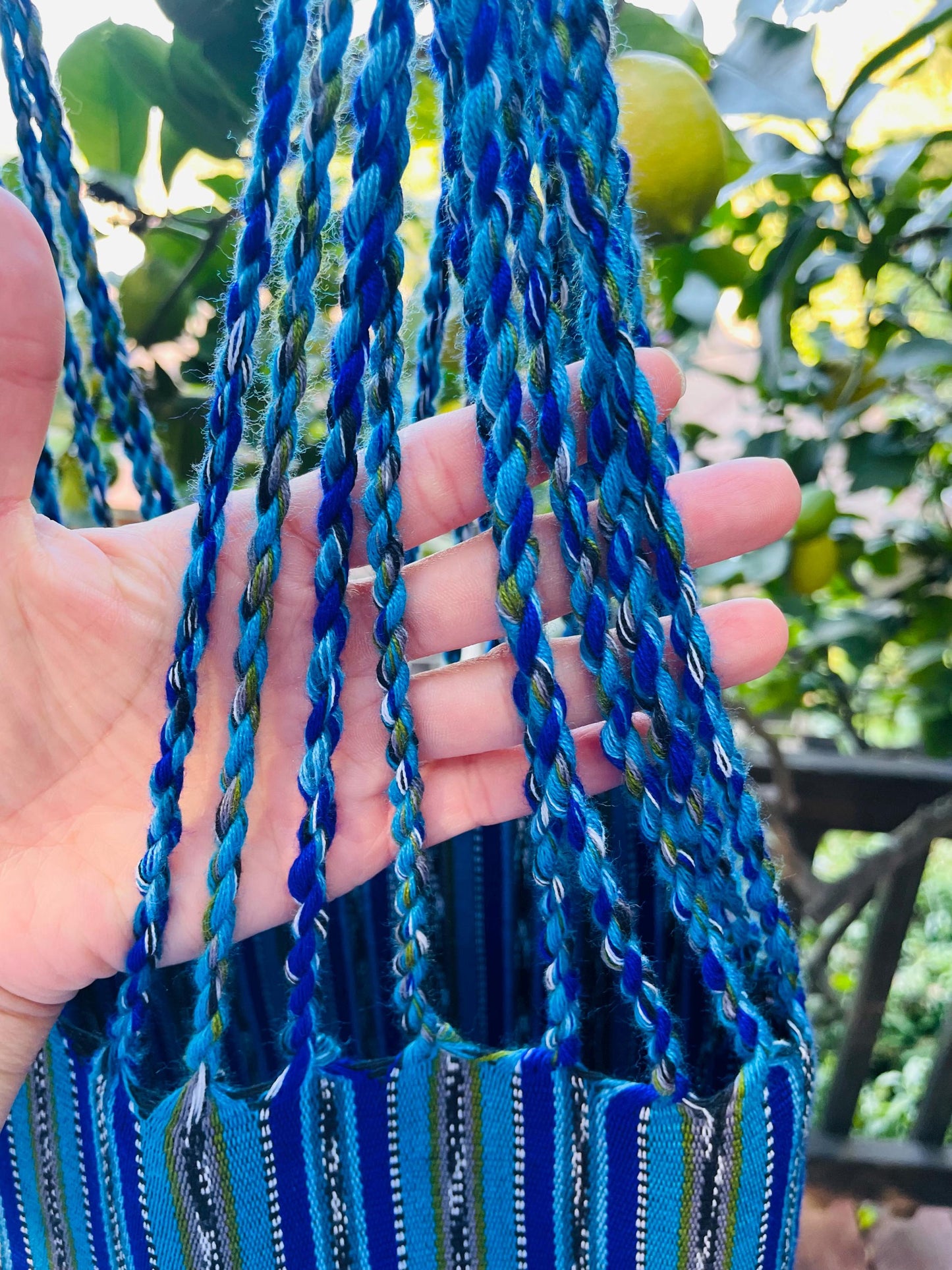 String Shoulder Tote Bag - Blue