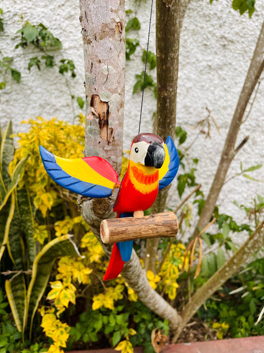 Wooden Bird Decor - Hanging Parrot