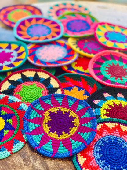 Colorful Crochet Cup Coasters