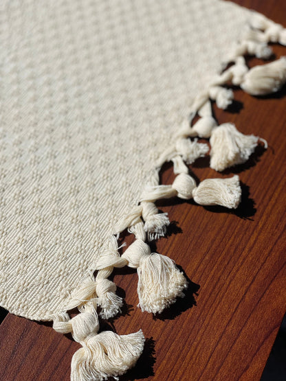 Guatemalan Handwoven Table Runner - Creme