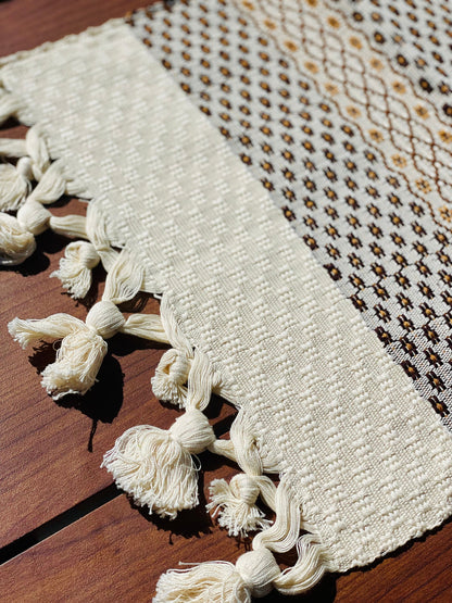 Guatemalan Handwoven Table Runner - Creme Browns