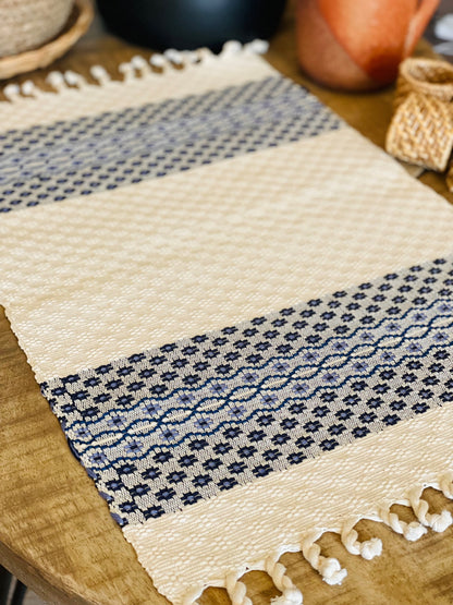 Guatemalan placemats - Creme/Blue