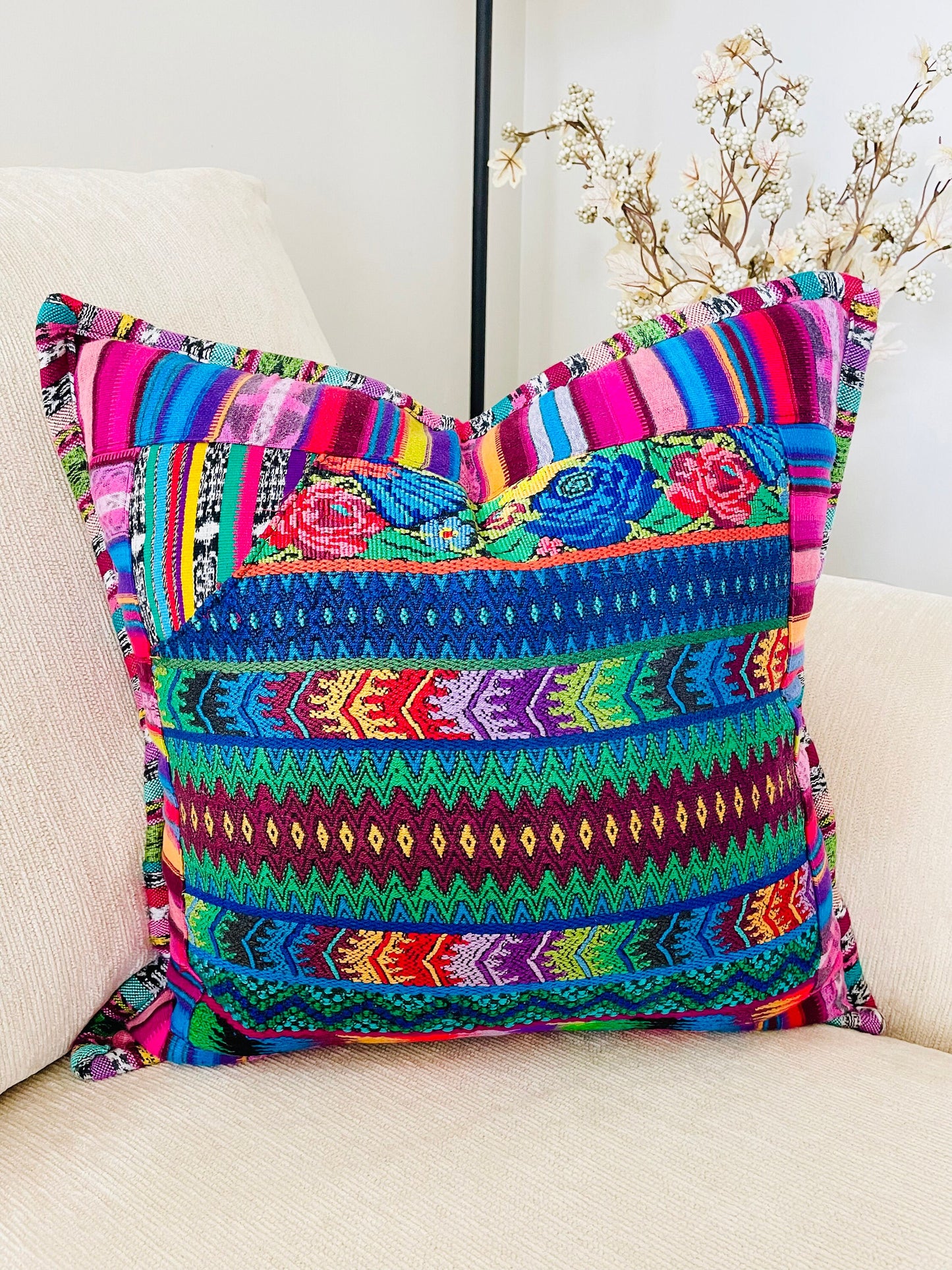 Guatemalan Huipil Decorative Throw pillow covers from San Antonio Aguas Calientes